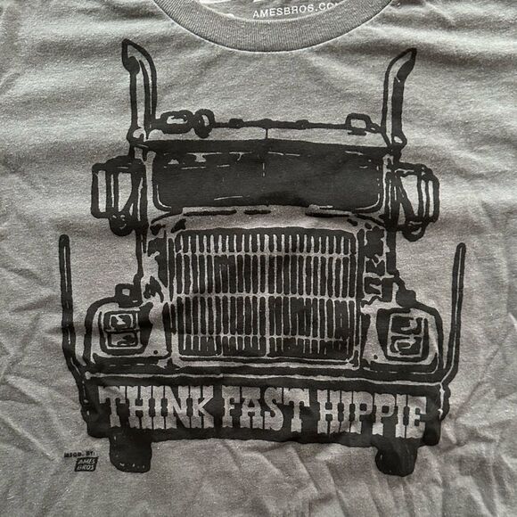 Ames Bros Think Fast Hippie Grey T-Shirt size Small - Picture 4 of 5